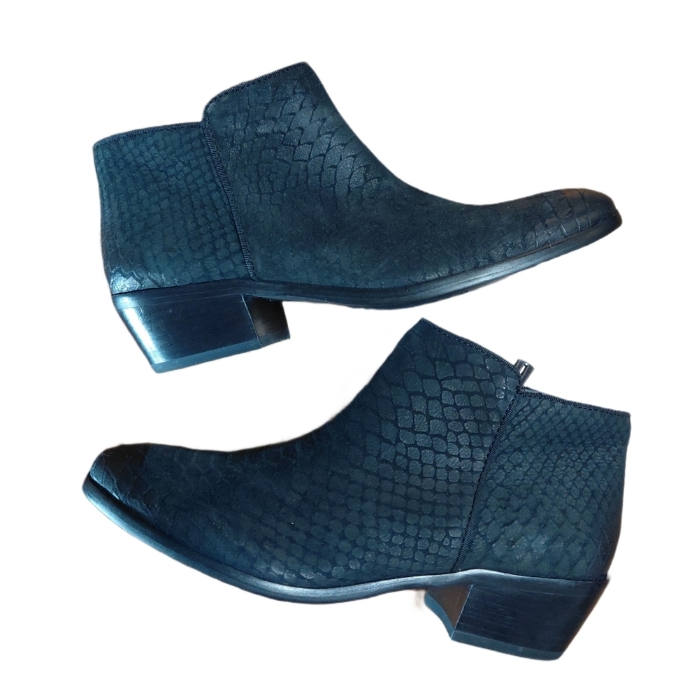 Sam Edelman Black Snake-Embossed Ankle Boots